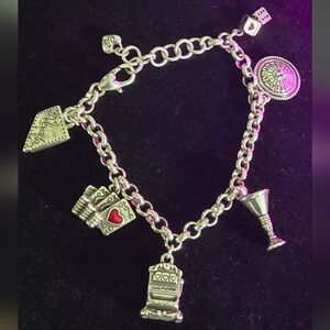 Brighton Las Vegas Nevada State Silver Charm Bracelet 7" Preloved